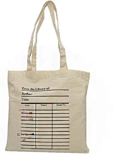 Vista 7 de Universal Zone Bolsa para tarjetas de biblioteca. Tarjetero con sellos de vencimiento de día. Bolsa para libros, Beige