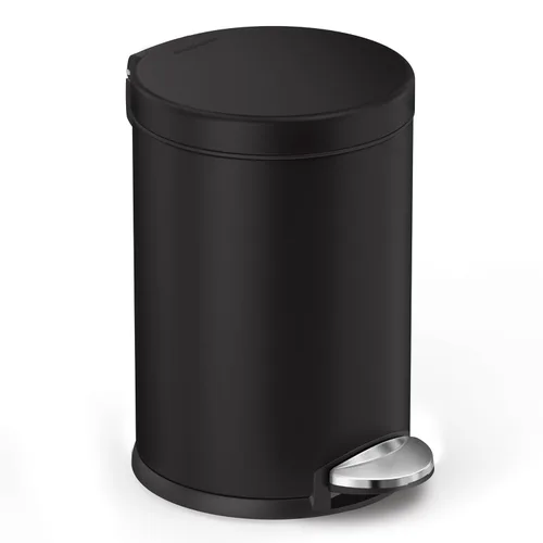 Vista 3 de Simplehuman - Cubo de basura redondo para baño con pedal, de 4.5 litros / 1.2 galones, color negro mate