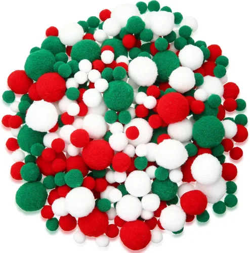 Vista 10 de Tegeme 1200 bolas de pompones para manualidades, decoración de guirnaldas de oficina en casa (negro, naranja, morado)
