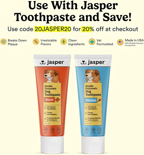 Vista 2 de Jasper Cepillo de dientes para perros, kit de cepillado de dientes de mascotas de 360 grados, cepillo de dientes para gatos, kit de cuidado dental