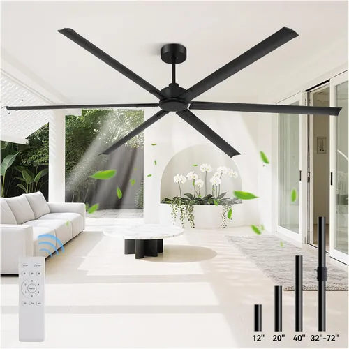 Vista 10 de Ventilador de techo industrial de 108 pulgadas, ventilador de techo comercial grande con 6 aspas de aluminio, ventilador HVLS para taller, garaje
