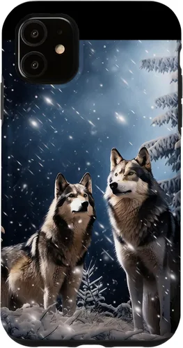 Vista 8 de Wolves Christmas Wolf Snowy Winter Forest Snowflakes Case para iPhone 16