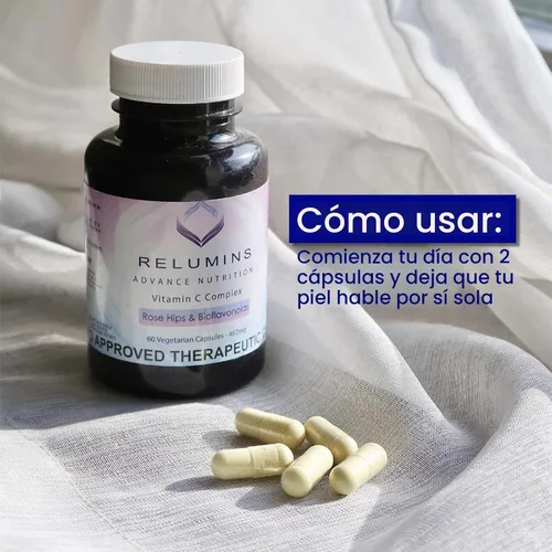 Vista 7 de Relumins Suplemento avanzado de vitamina C con Rose HIPS – 1000 mg de apoyo inmunológico de vitamina C y producción de colágeno, fabricado