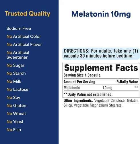 Vista 6 de Puritan's Pride Ayuda para dormir de melatonina súper fuerte de 10 mg de alta calidad, suplemento dietético para un sueño sólido, reparador y más