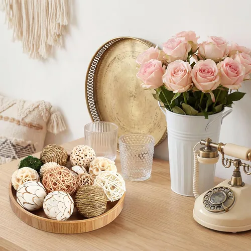 Vista 3 de Yunsailing 36 bolas decorativas de musgo para cuencos de centro de mesa y bolas de mimbre de ratán, orbes hechos a mano, esféricos, surtido