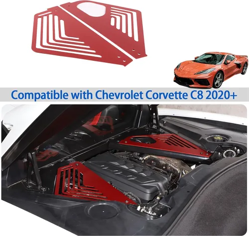 Vista 8 de Cubierta de panel de bahía de motor compatible con Chevrolet Corvette C8 Stingray 2020-2024, compartimento de aluminio para motor izquierdo derecho