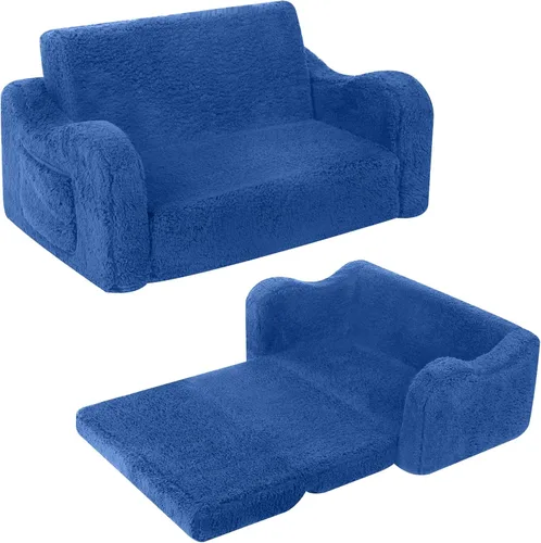 Vista 97 de MOMCAYWEX - Sofá para niños, 2 en 1, plegable, piel de melocotón, color azul