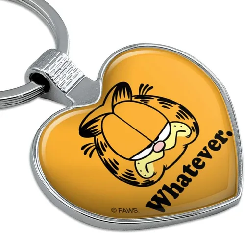 Vista 2 de Garfield Whatever Face Llavero de metal con diseño de corazón y amor, Multi
