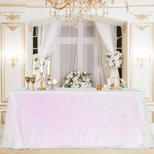 Vista 40 de B-COOL Mantel de lentejuelas con brillo para mesas, color azul bebé, mantel de lentejuelas para decoración de mesas, para bodas, Navidad