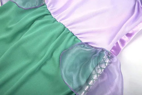 Vista 4 de Disfraz de sirena de princesa para niñas, vestido de fiesta con peluca y corona