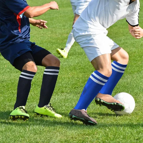 Vista 7 de Ultrafun 6 pares de calcetines de fútbol de compresión de color elástico hasta la rodilla, calcetines atléticos de fútbol para hombres, mujeres