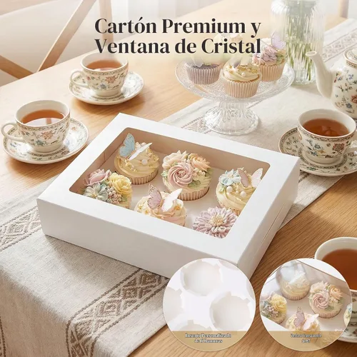 Vista 3 de VGOODALL 6 cajas blancas para cupcakes, 15 contenedores para cupcakes blanco-1