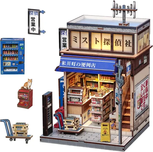 Vista 16 de Cutefun - Kit de rincón de libros - Kit de casa en miniatura DIY para adultos y adolescentes, kit de rompecabezas de madera 3D en miniatura con LED