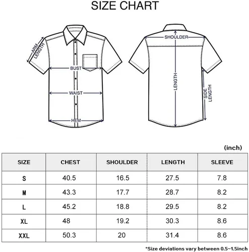 Vista 6 de LOCALMODE Camisa de vestir de algodón de ajuste regular para hombre, de manga corta, con botones