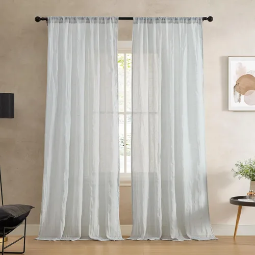 Vista 11 de French Connection - Cortina para ventana, juego de 2 paneles, semitransparente, decoración moderna del hogar, cortinas para sala de estar, comedor