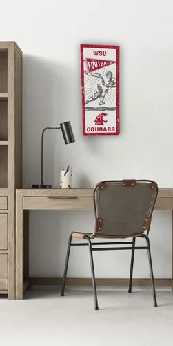Vista 2 de KH Fan de los deportes 7" x18" reproductor de estado de Washington Cougars clásico Wall Sign