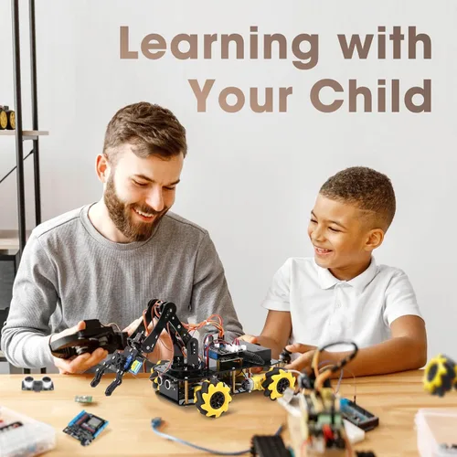 Vista 7 de ACEBOTT Robotics para niños de 12 a 16 años, paquete de expansión de brazo robot, kit de codificación de juguetes STEM compatible con Arduino y Negro