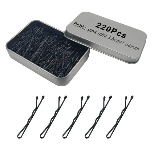 Vista 15 de Juego de 330 horquillas negras de 2.2 pulgadas, juego de horquillas con caja, horquillas para el cabello de alta calidad para niños, niñas