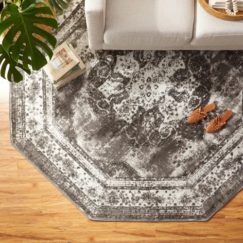 Vista 65 de Unique Loom Colección Sofia - Alfombra de área Salle Garnier (7' 1" x 10' Rectángulo, Borgoña/ Marfil)