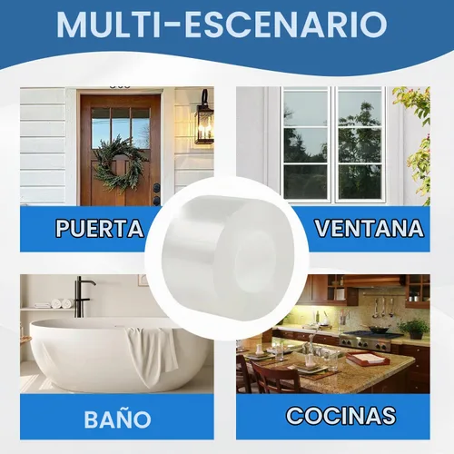 Vista 3 de Cinta de sellado para ventanas 2 pulgadas x 10 metros Aislamiento de corrientes de aire Sin residuos Adhesivo removible Impermeable Para ventanas
