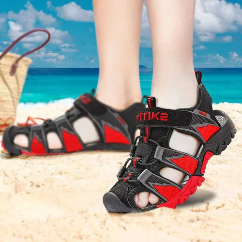 Vista 7 de Littleplum Sandalias deportivas con punta cerrada, zapatos de verano para niños, caminar, senderismo, atletismo, al aire libre