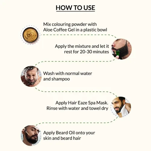 Vista 5 de Indus Valley Color natural para bigote y barba para hombres sin daños para cabello gris marrón oscuro Coloración de bigote y barba para cabello