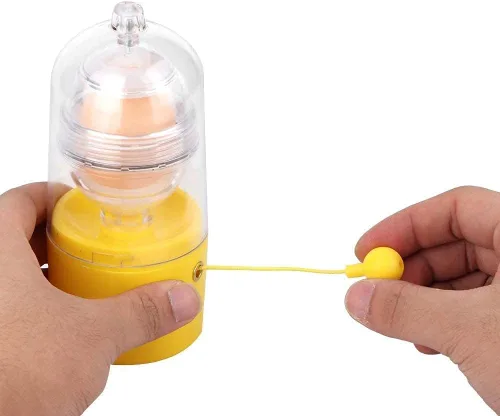 Vista 4 de Mezclador de huevos de silicona batidor de mano para hacer huevos dorados con cuerda de tirar huevos, herramienta de cocina, mezclador de utensilios