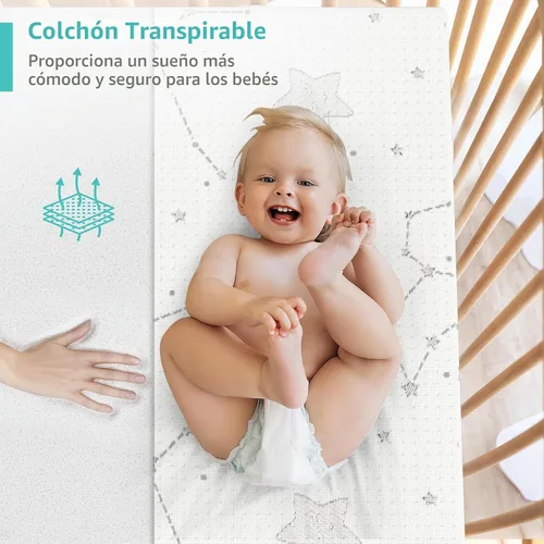 Vista 7 de YENING Cubrecolchón transpirable de 38 x 26 pulgadas, impermeable, para Pack N Play, con correa, paquete de 2 2 Paquete Normal