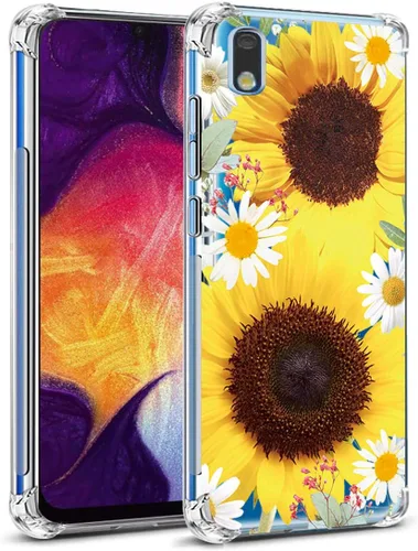 Vista 9 de Funda para Galaxy A10E, funda para teléfono Galaxy A10E con flores, delgada a prueba de golpes, patrón floral transparente, suave, flexible, TPU