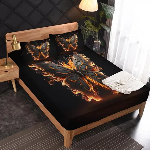 Vista 2 de Sábanas de mariposa tamaño individual – Sábanas de cama abstractas, microfibra suave y bolsillo profundo, sábanas y fundas de almohada estampadas