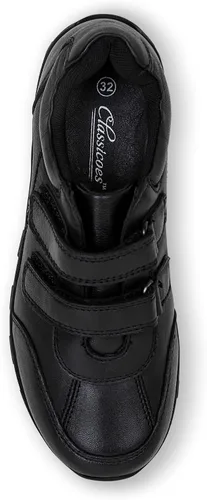Vista 3 de Tenis de cuero con suela de velcro para niños, elegante zapato casual activo ideal para la escuela y los deportes
