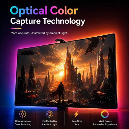 Vista 7 de AOC TV LED Backlight, TV-Sync Lights for 32-50 Inch TVs, 11.5 ft