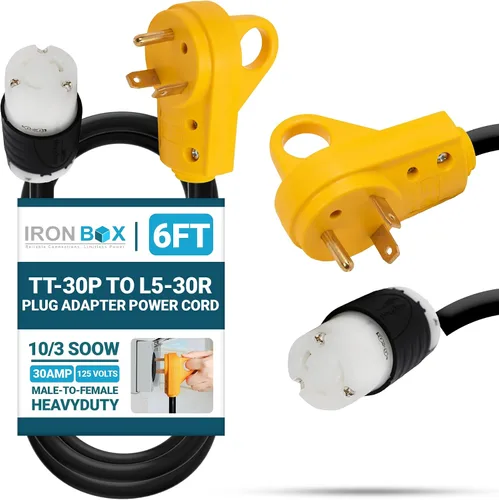 Vista 11 de IronBox Electric TT-30P a TT-30R - Adaptador y extensión - 30A, 125V, 10/3 SOOW - Cable adaptador de conector de enchufe resistente, cable