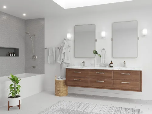 Vista 3 de Pfister Karci BTBKA2GS - Toallero de baño para baño, 24 pulgadas, montaje en pared, atornillado, acabado de níquel cepillado, defensa antimanchas