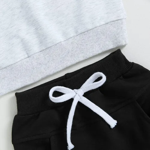 Vista 7 de Ropa para bebé niño pequeño, sudadera con capucha y bloques de color, 2 piezas, sudadera para otoño e invierno