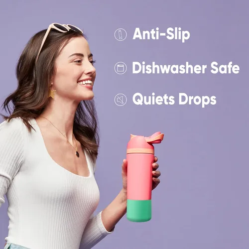 Vista 7 de Owala FreeSip - Botella de agua aislada de acero inoxidable de 24 onzas con funda de silicona