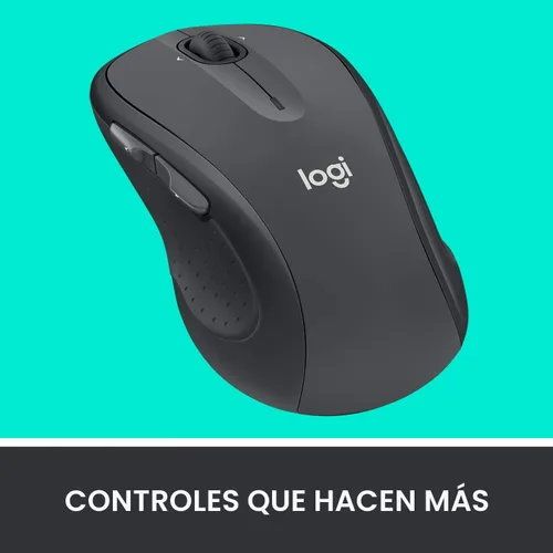 Vista 4 de Logitech M510 - Mouse inalámbrico, ratón para laptop y PC con receptor unificador USB, botones programables - Grafito