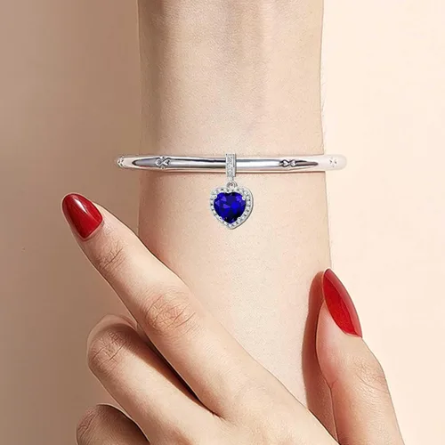 Vista 4 de KunBead Colgantes de enero a diciembre con piedra natal de amor y corazón compatibles con collar de pulsera Pandora
