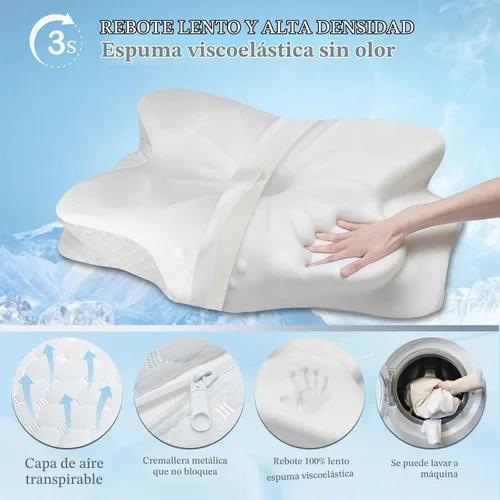 Vista 7 de CCidea Almohadas cervicales para el cuello para dormir y aliviar el dolor, almohada ergonómica de espuma viscoelástica de contorno para dormir