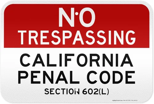 Vista 14 de No Trespassing California Penal Code Section 602 (L), 7 x 10 pulgadas, aluminio 040 libre de óxido, resistente a la decoloración, fabricado