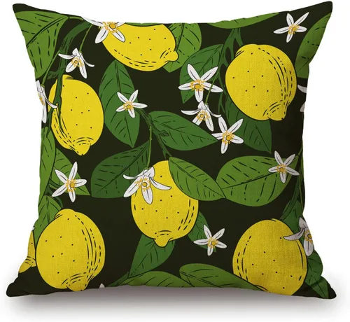Vista 37 de Solekla Funda de almohada cuadrada de lino y algodón con flores blancas y negras, funda de cojín decorativa para sofá de 18 x 18 pulgadas Sl157