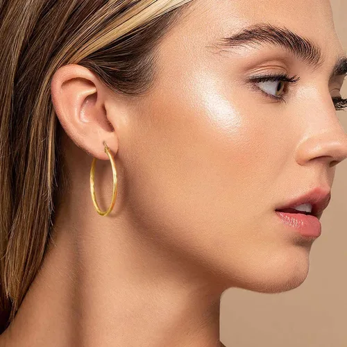 Vista 3 de GLOSOLE 14K Gold Hoop Earrings Large Hoop Earrings Hoop Earrings for Women Hypoallergenic Gold Earrings Hoops Gold Jewelry (35mm*2mm)
