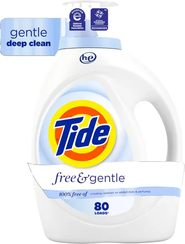 Vista 24 de Tide Free & Gentle - Detergente líquido suave para ropa, 64 cargas