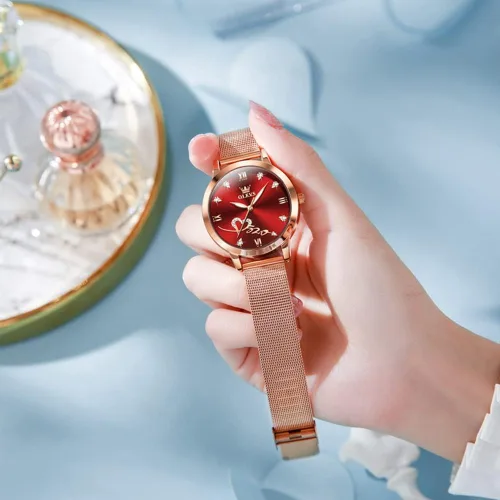 Vista 3 de OLEVS Relojes de mujer de cuarzo japonés de oro rosa para mujer, impermeables, de acero inoxidable, casual, para mujer