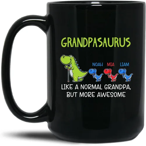Vista 9 de Best Grandpa Ever - Taza de café personalizada de cerámica negra de 11 onzas, taza de café para abuelo, regalo para abuelos, taza de viaje moderna
