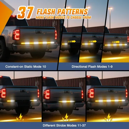 Vista 37 de Nilight - Tira de luz LED para plataforma trasera de 30 pulgadas de UTV, 204 LED, luces de freno ámbar, luces intermitentes rojas, compatible