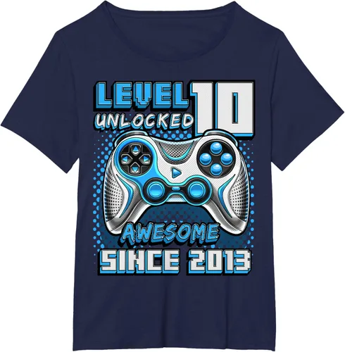 Vista 17 de Level 10 Unlocked Awesome 2013 Video Game 10th Birthday Boy T-Shirt, Negro