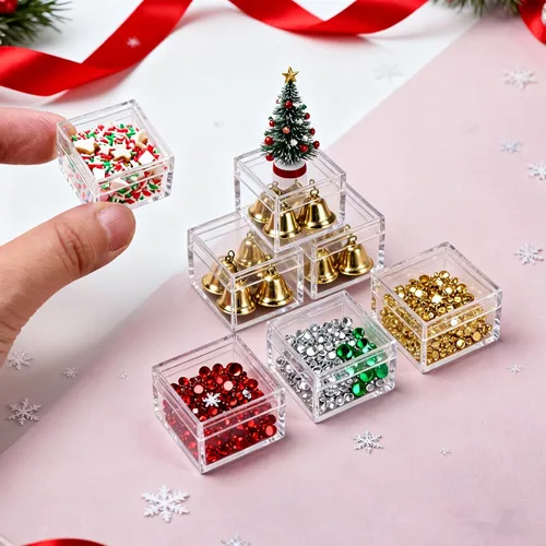 Vista 8 de KissYou Caja Pequeña de Acrílico con Tapa Cajas de Caramelo Transparentes para Exhibición Decoración de Fiesta Cubo Cuadrado de Plástico