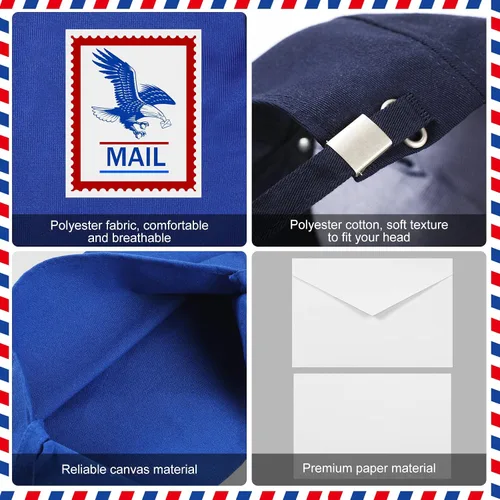 Vista 4 de Hicarer Disfraz de cartero para adultos, kit de portador de correo para adultos, disfraz de Halloween para adultos, juego de accesorios postales