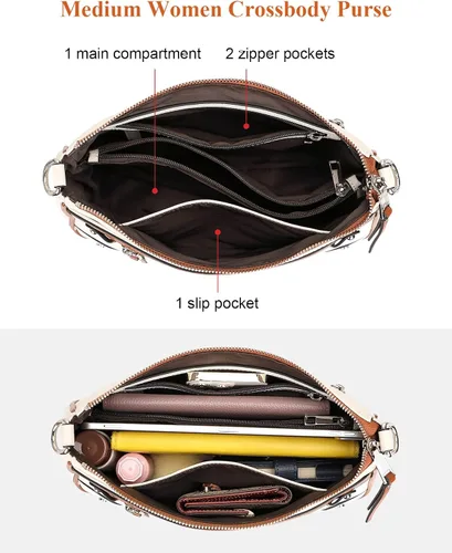 Vista 6 de Over Earth Bolsos cruzados de cuero para mujer, bolsos pequeños tipo hobo para mujer
